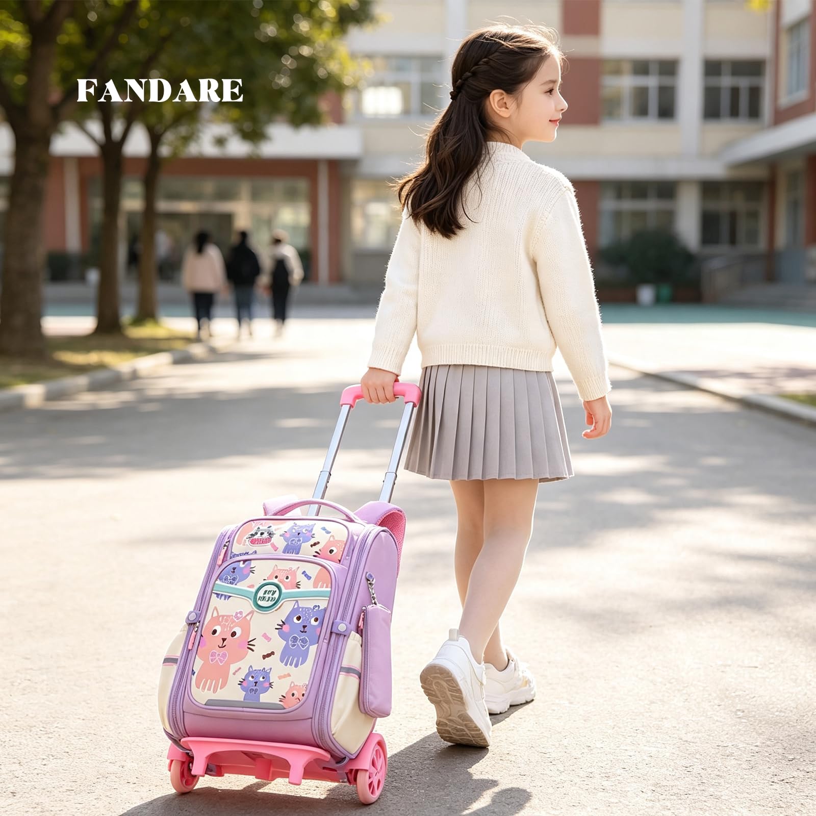 FANDARE 2-in-1 Zaino trolley Zainetti per bambini stampa cartoon scolastico