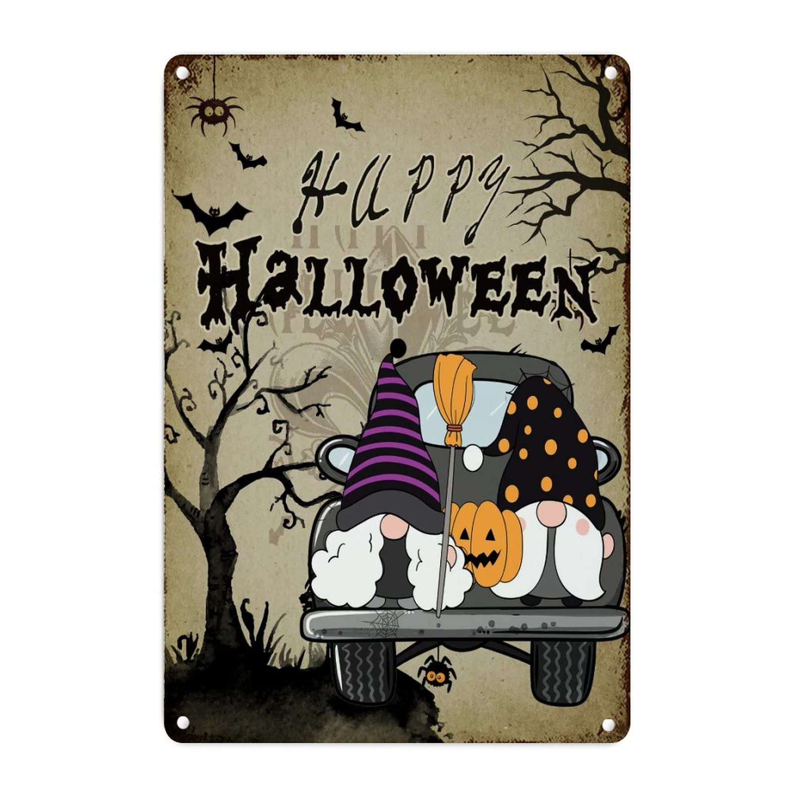 Décoration murale en métal d'Halloween camion vintage en aluminium pour salon de 45x30 cm
