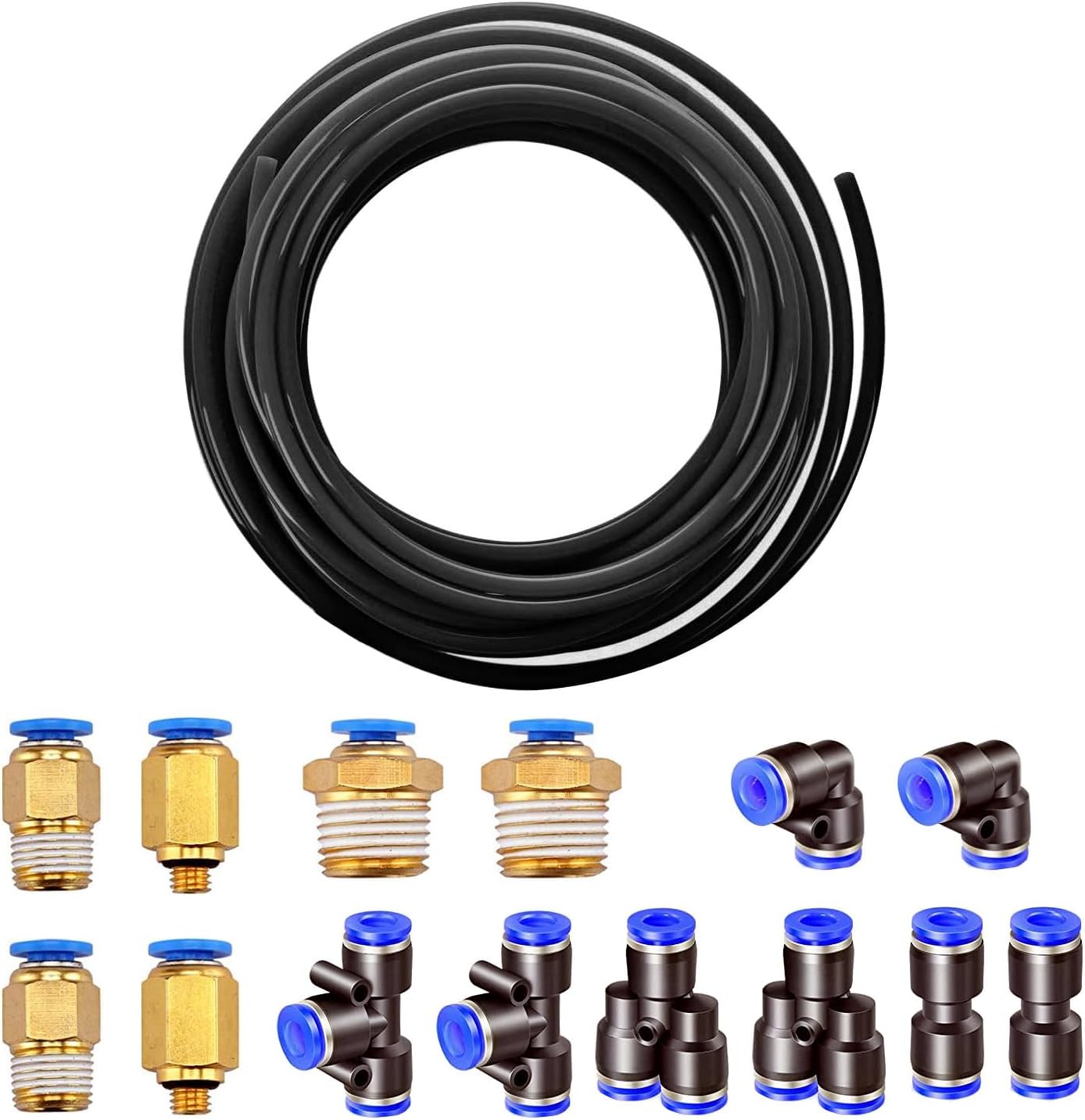 Raccords Rapides Pneumatiques 4mm - Connecteur Enfichable Droit Filetage Mâle 1/4" Et Coude Pneumatique Pour Tuyau D'Air