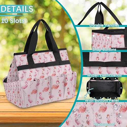 Miniatura 5 de Flamingo Crown - Bolsa de herramientas de jardín para mujeres y hombres, bolsas de almacenamiento de herramientas de jardinería con 10 bolsillos,