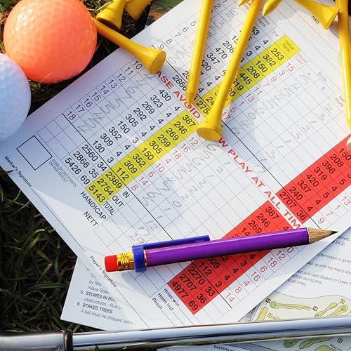 Miniatura 7 de Outus 72 lápices de golf con borrador, mini a granel corto #2 HB preafilado para despedida de soltera, boda, oficina (morado)