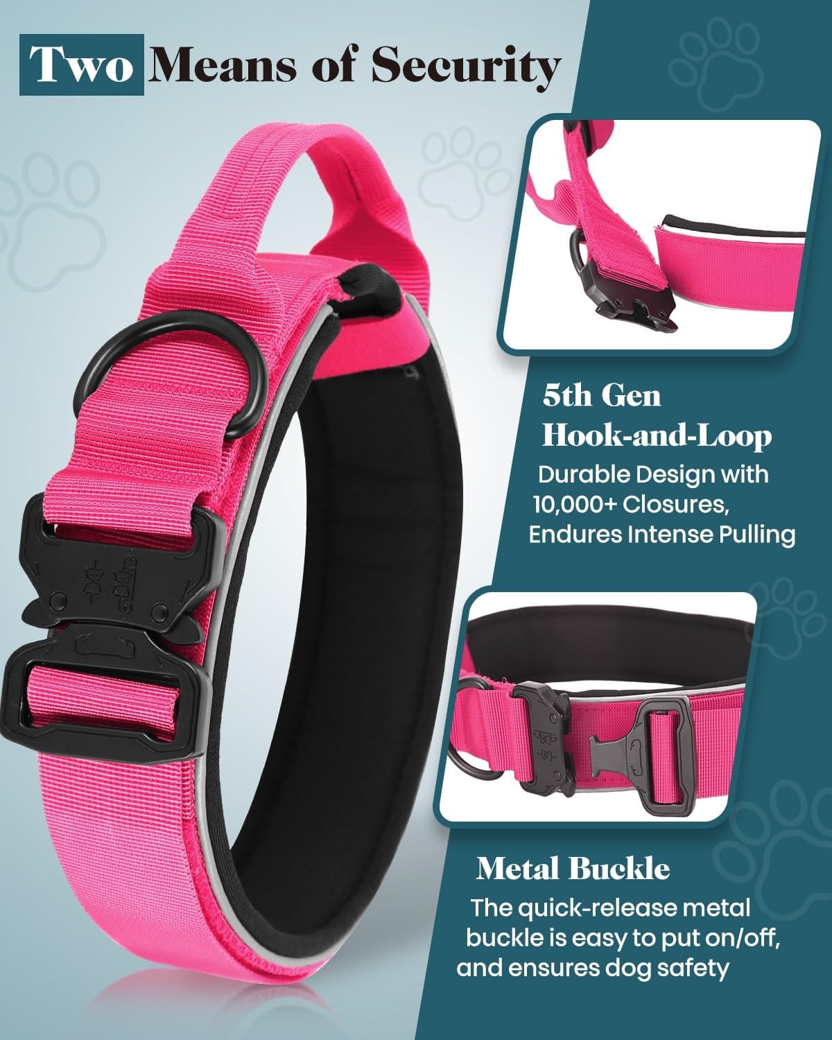 Dog Collar and Leash Set, 6-8 FT Bungee Leash, Heavy Duty 2 in Wide Collar for Large Dogs, with A Dog Poop Bag Holder for Leashes