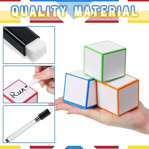 Miniatura 3 de Charniol 7 unidades de bloques de borrado en seco de espuma en blanco, dados de borrado en seco, cubos de 2 x 2 x 2 pulgadas con marcador para