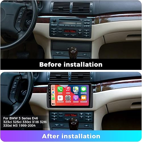 Miniatura 2 de FELLOSTAR Estéreo de coche para 1999-2005 BMW Serie 3 E46 323ci 325ci 330ci 318i 328i 330xi M3 actualización de radio Android Carplay y Android Auto