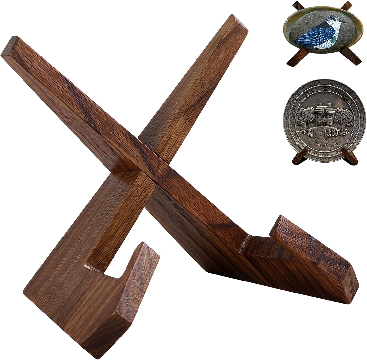 Adjustable Brown Wooden Cookbook Stand Bowl Stands for Display