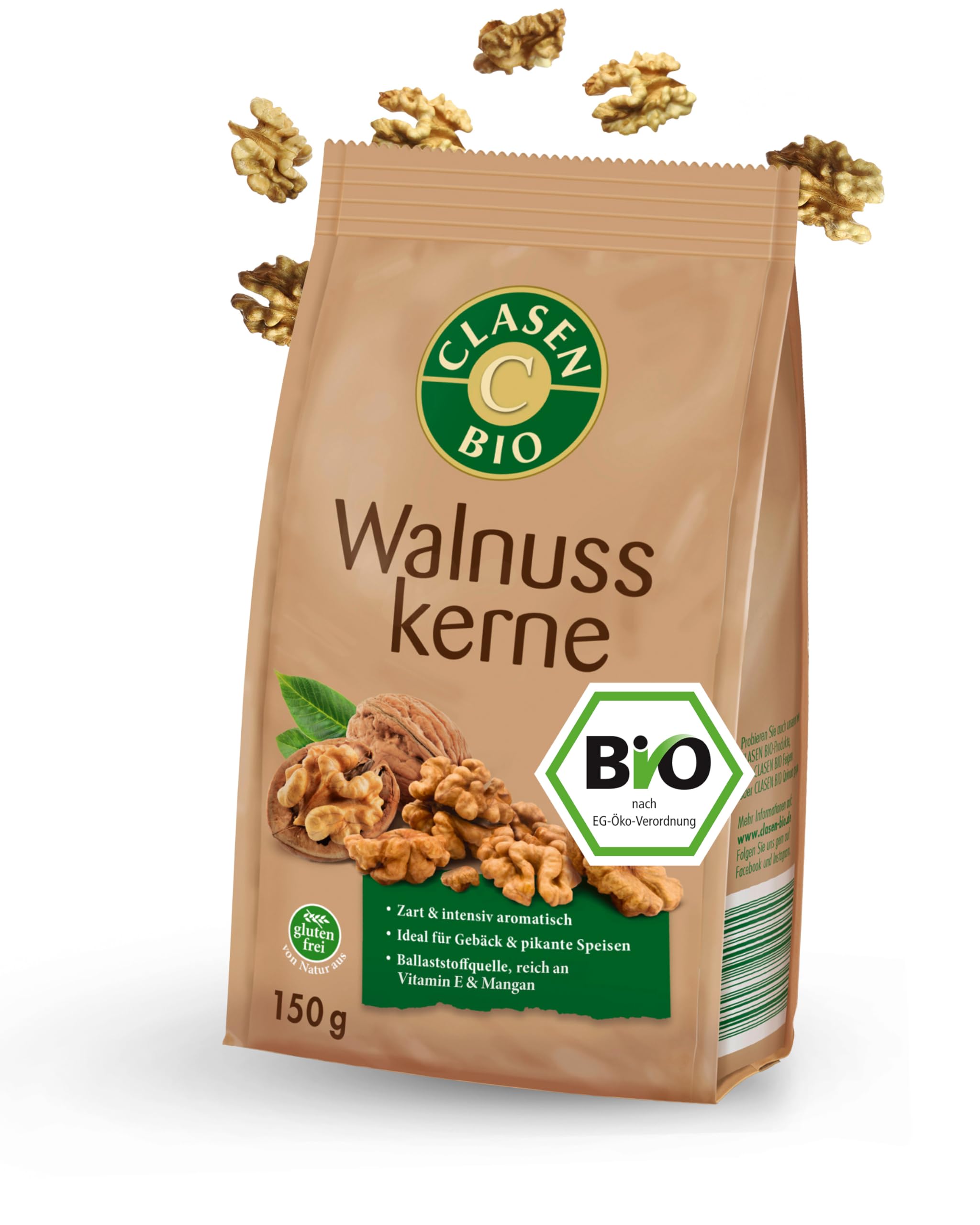 8x CLASEN BIO Walnusskerne - 150g