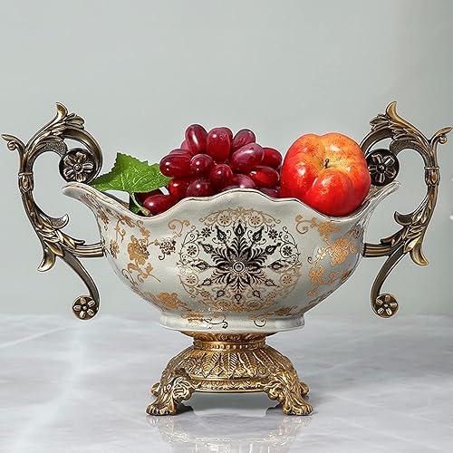 Miniatura 2 de DOMELA Platos de exhibición de caramelos,Bol de fruta binaural,Bandeja de almacenamiento de placa de frutas secas de cerámica,Cuencos decorativos de