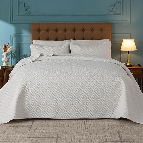 Miniatura 4 de Colchas extragrandes tamaño King de 128 x 120 pulgadas para cama dividida ajustable o extra grandealta, tamaño California King o King, juego de
