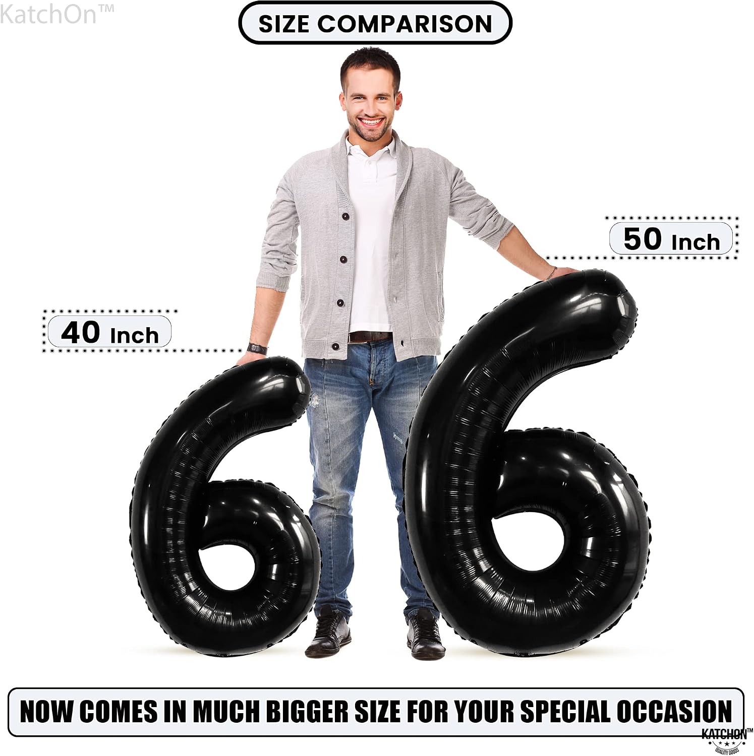 KatchOn,Giant Black Number 6 Balloon - 50 Inch | 6 Year Old Balloon | 6 Birthday Balloon Black, 6th Birthday Decorations for Boys | 6 Number Balloon for Birthdays | 6 Year Old Boy Birthday Decorations
