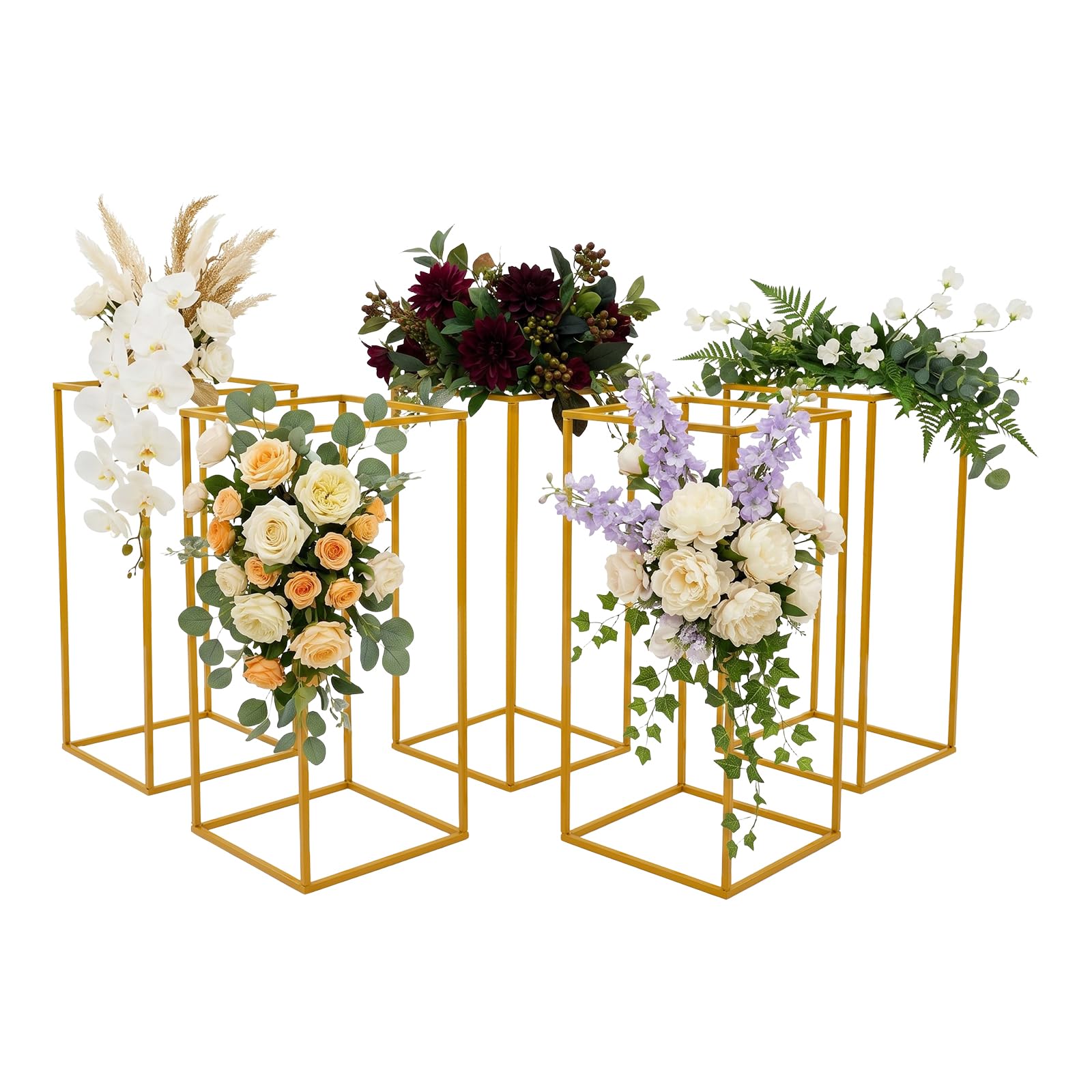 5 supporti per fiori per matrimonio, vasi rettangolari