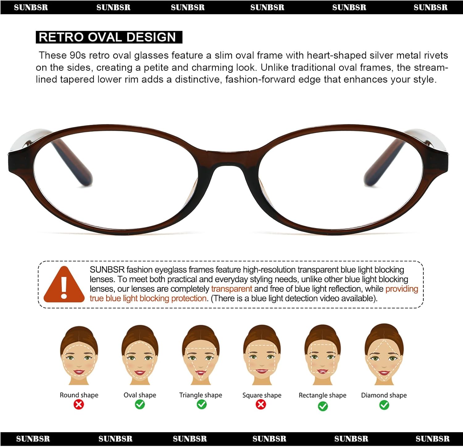 Retro Oval Glasses for Women Men Vintage Oval 90s Blue Light Glasses Y2K Small Face Fake Eyeglasses - Image 5