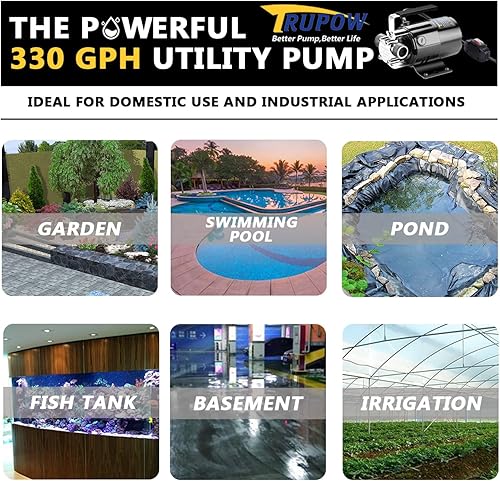 Miniatura 6 de 110HP 330GPH 115-Volt Mini bomba de agua de transferencia de sumidero eléctrico portátil con interruptor de encendidoapagado (solo bomba)