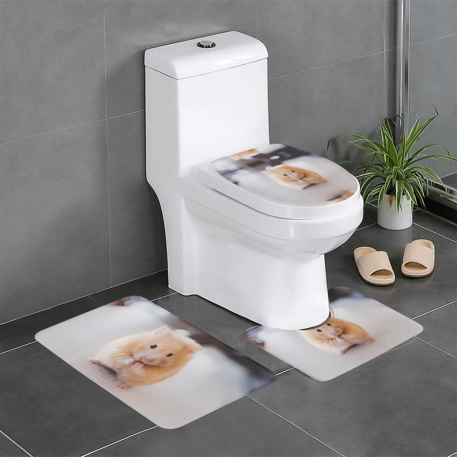 Tapis de bain hamster marron ensemble de tapis pour douche et chambre