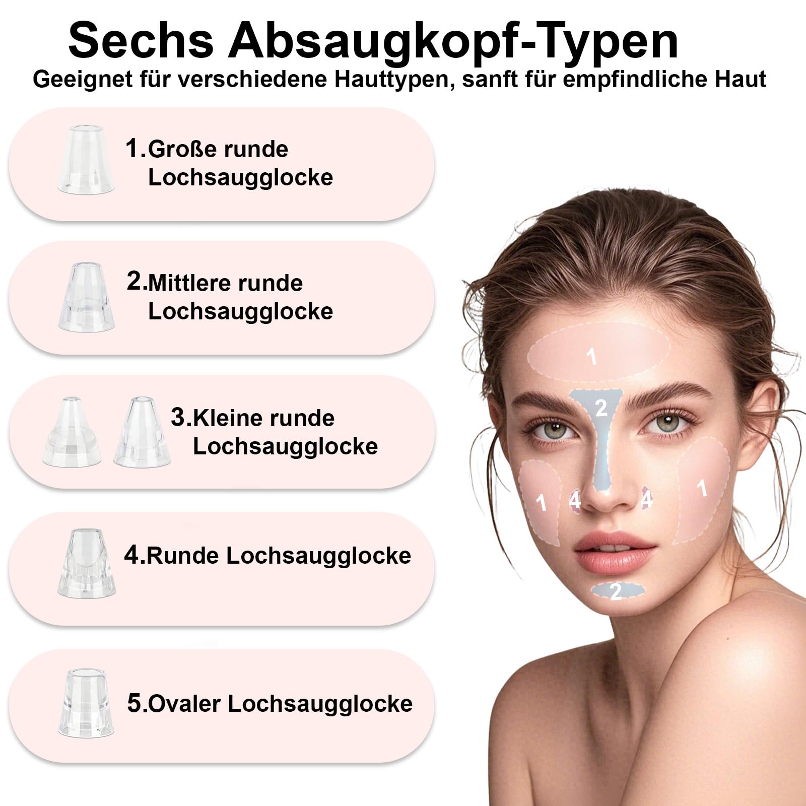 Mitesserentferner Porenreiniger Porensauger mit Sichtbarem Wassertank 4 Nadeln, 6 Aufsätze 3 Heizstufen, Elektrisches Pickel Ausdrücken Werkzeug 5 Modi,Wiederaufladbarer Blackhead Remover für Skincare