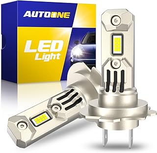 AUTOONE Upgraded H7 LED Headlight Bulb 6000K White, 400% Brighter LED H7 Bulbs with Turbofan, No Adapter Required Plug and Play, 1:1 Mini Size Non-polarity Halogen Replacement Bulb, Pack of 2