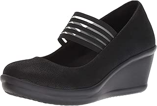 Skechers Women's Rumblers-Space Odyssey-Striped Mary Jane Strap Wedge Pump
