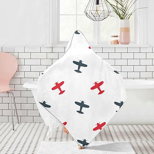 Miniatura 7 de Toalla de baño de dibujos animados con diseño de avión de aviones, ultra suave y absorbente, toalla de baño con capucha para bebé recién nacido,