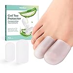 Welnove Gel Toe Cap and Protector - Silicone Toe Covers - Toe Cushions for Pain Relief, Missing or Ingrown Toenails, Corns, Calluses, Blisters - Infused Aloe Vera Extract (4 Large + 8 Medium, Clear)