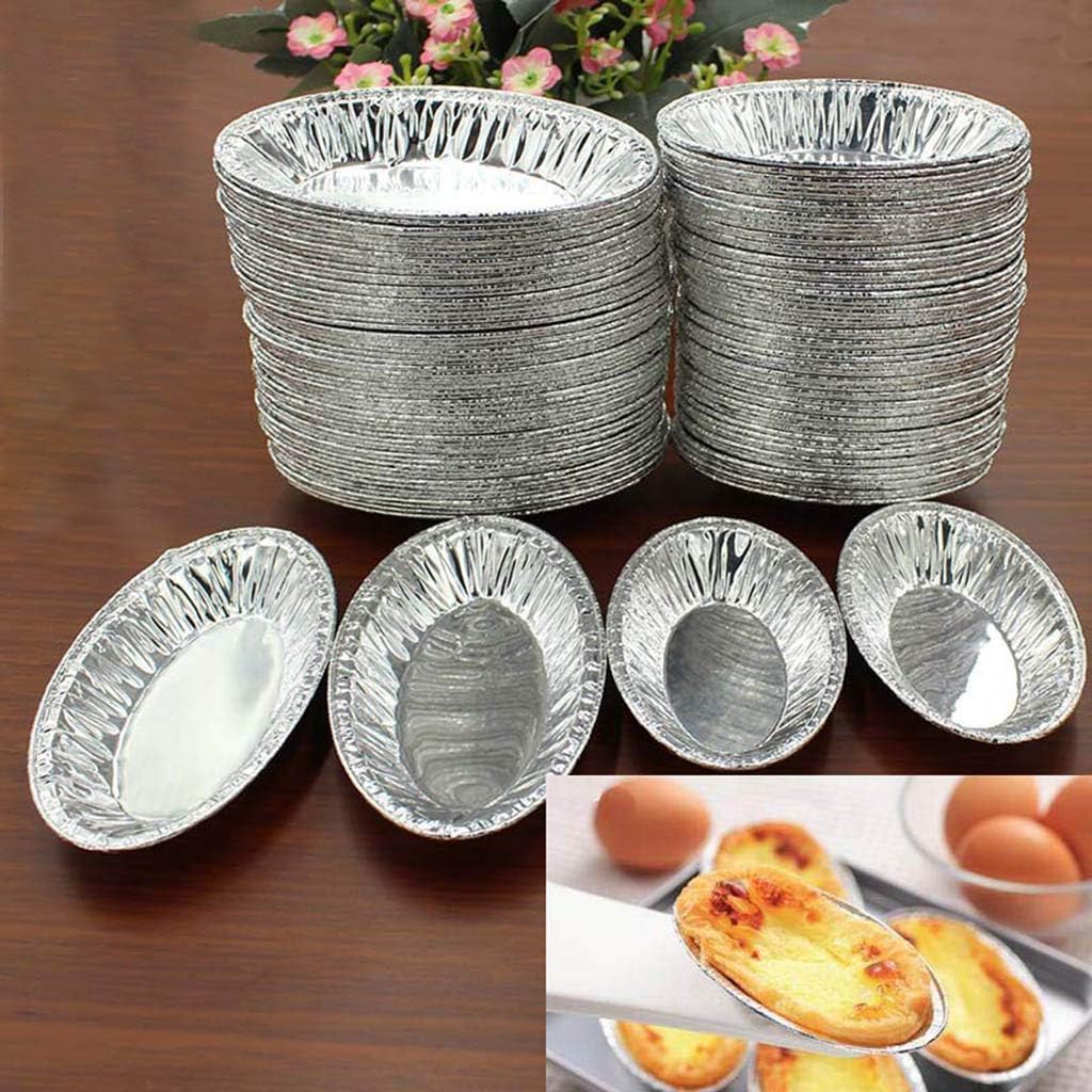 250pcs Disposable Oval Loaf Pan Aluminum Tin Foil Egg Tart Mold Cupcake Muffin Baking Tartlets Cup
