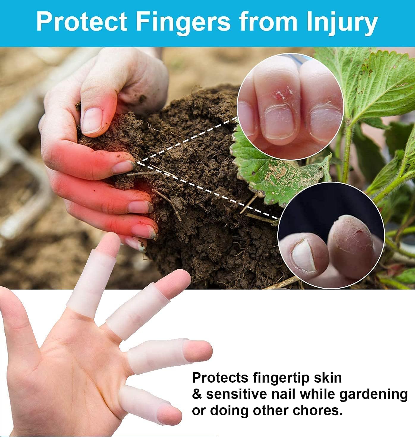 Sumifun Finger Sleeves, 20PCS Gel Thumb Finger Tubes for Arthritis, Trigger Finger Pain, Silicone Fingers Protector for Golf, Basketball, Golf, Rugby, Cracked Finger