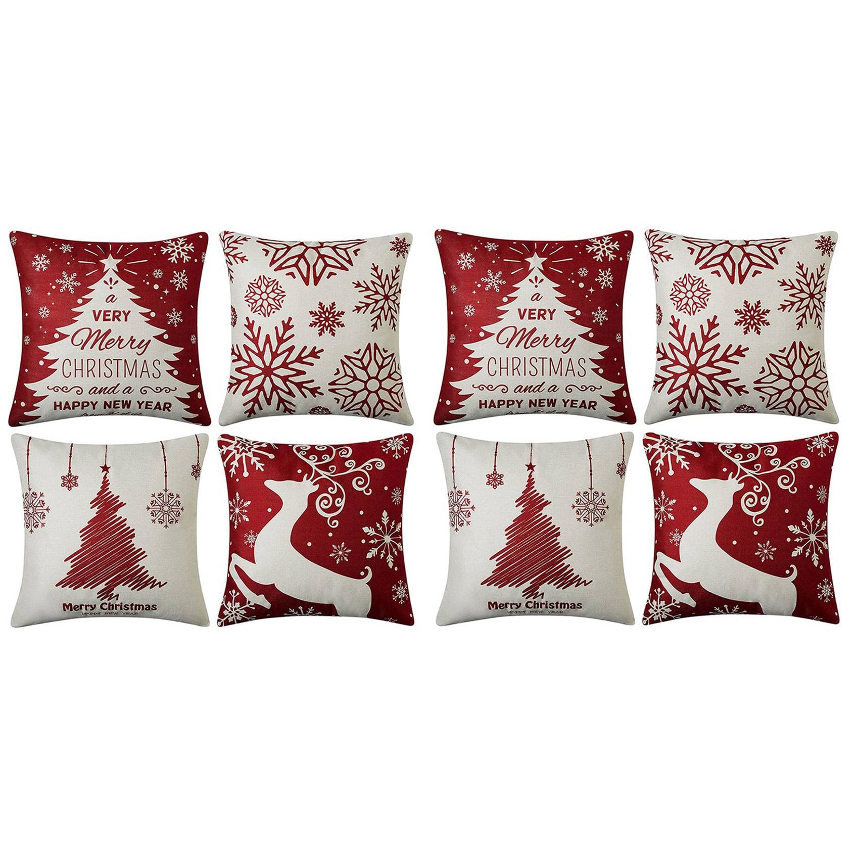 Hndhbfgrt Christmas Pillow Covers 18X18 Set of 8, Decor for Home,Xmas Decorations Throw Cushion Case for Home
