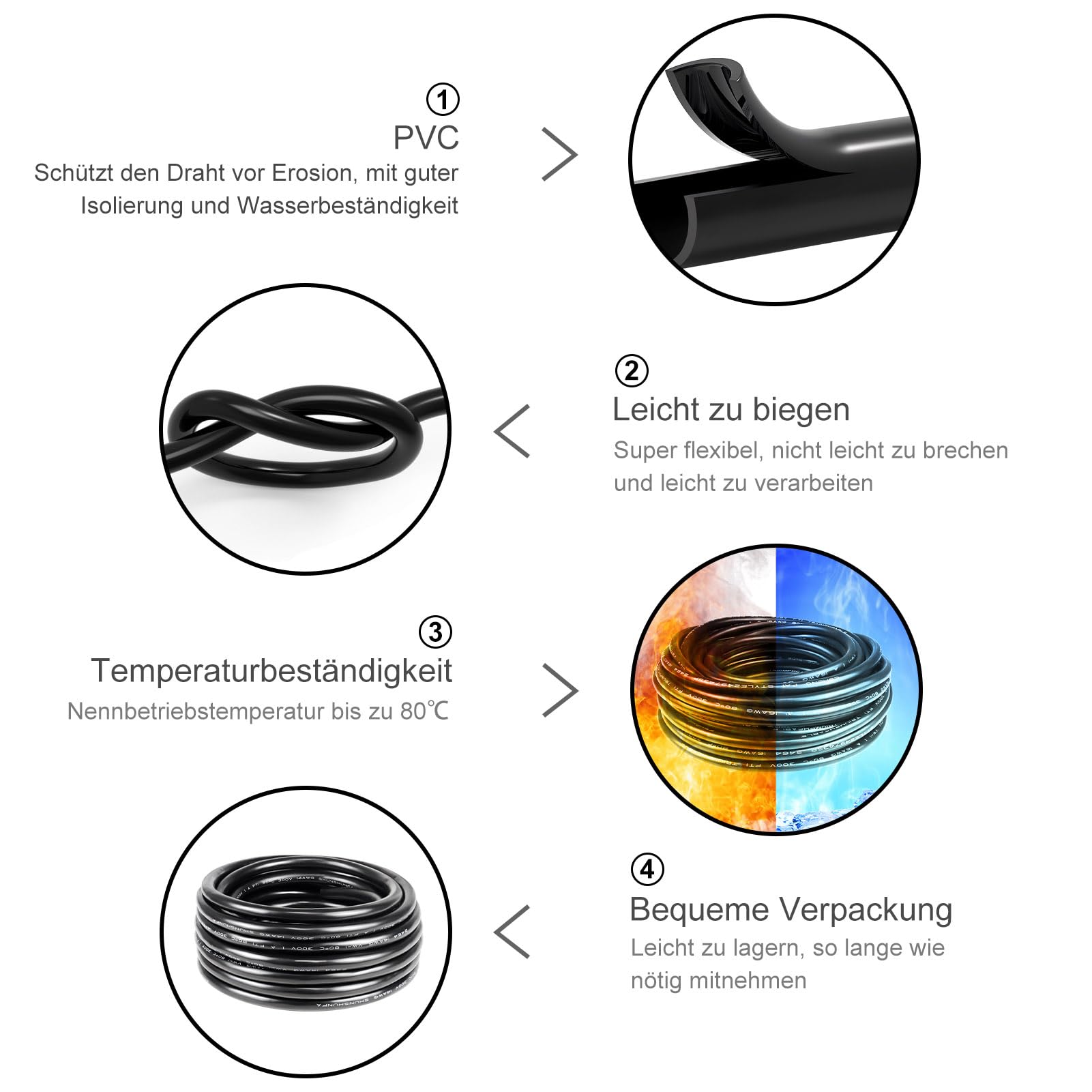 30 m 14AWG 3 x 2,0 mm² kabel elektryczny, 3-żyłowy kabel 5 V/12 V/24 V/300 V, kabel zasilający, ocynkowany kabel miedziany, elastyczny i miękki, niska impedancja, wysoka odporność na temperaturę