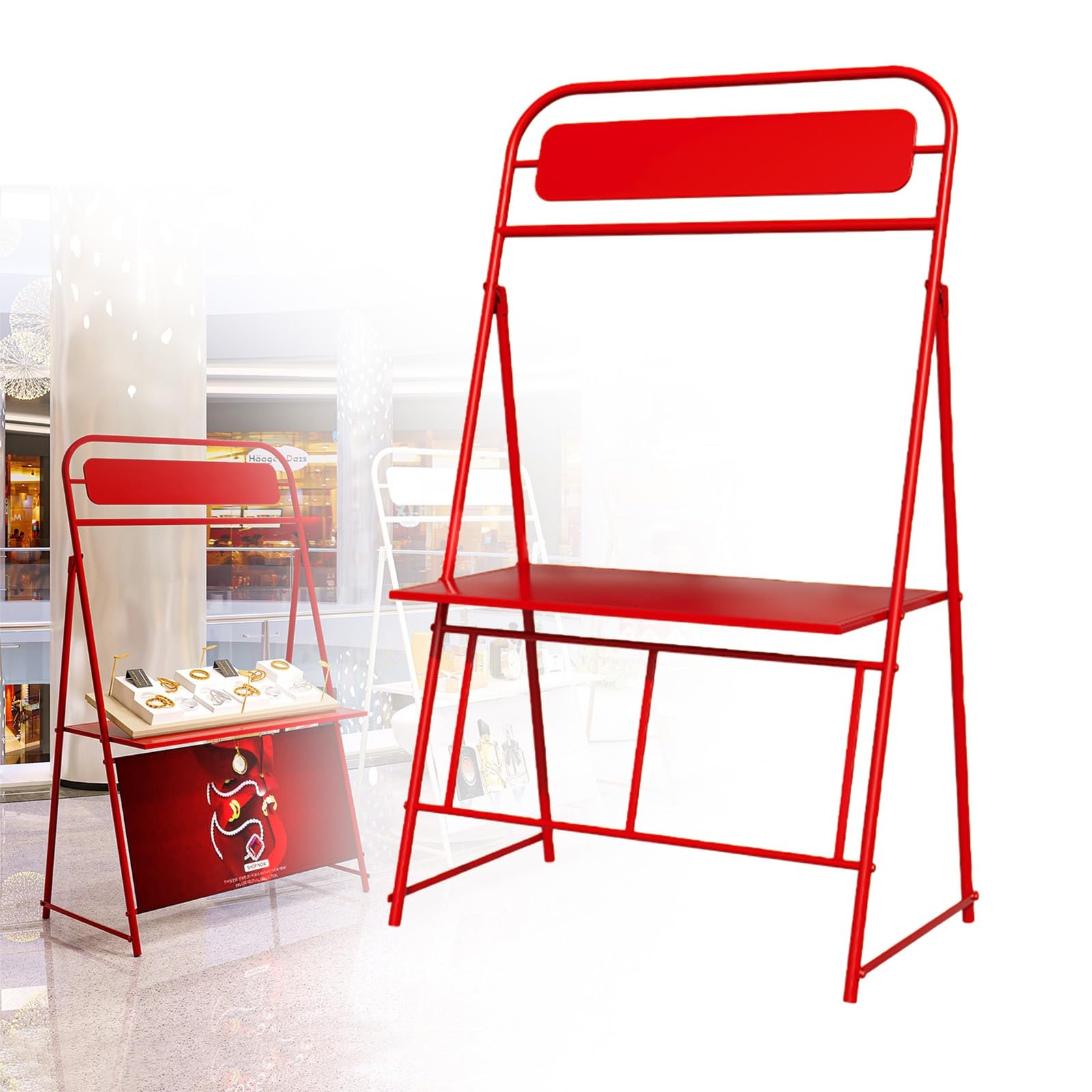 Présentoir de marché pliable en métal et chariot vendeur pour gâteaux et fleurs