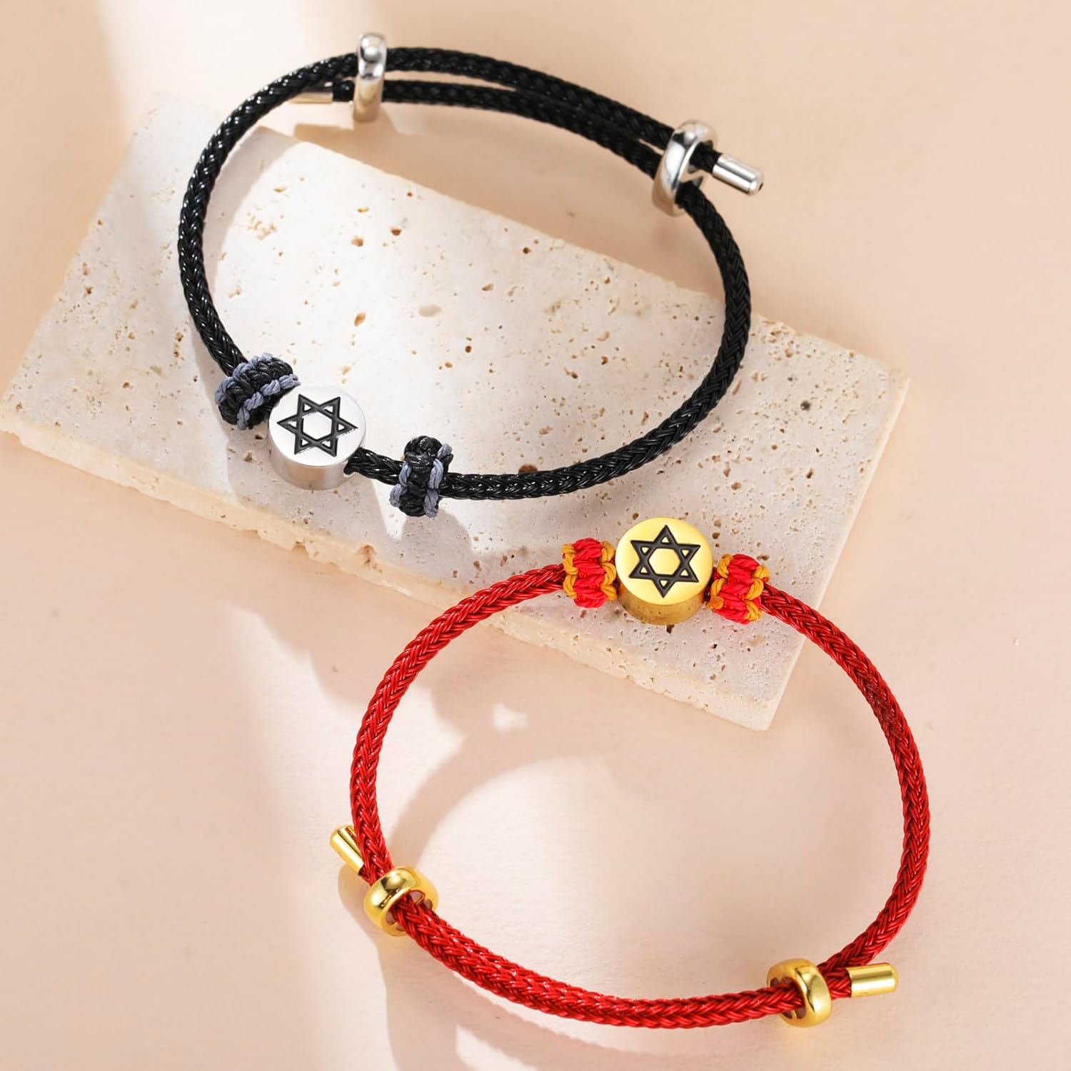 Dreamtimes Star of David Nautical Bracelet Handmade Stainless Steel Hexagram Pendant Jewish Link Bracelets Heart of Faith Star of David Bracelet Lucky Protection Jewelry for Women Mens - Image 8
