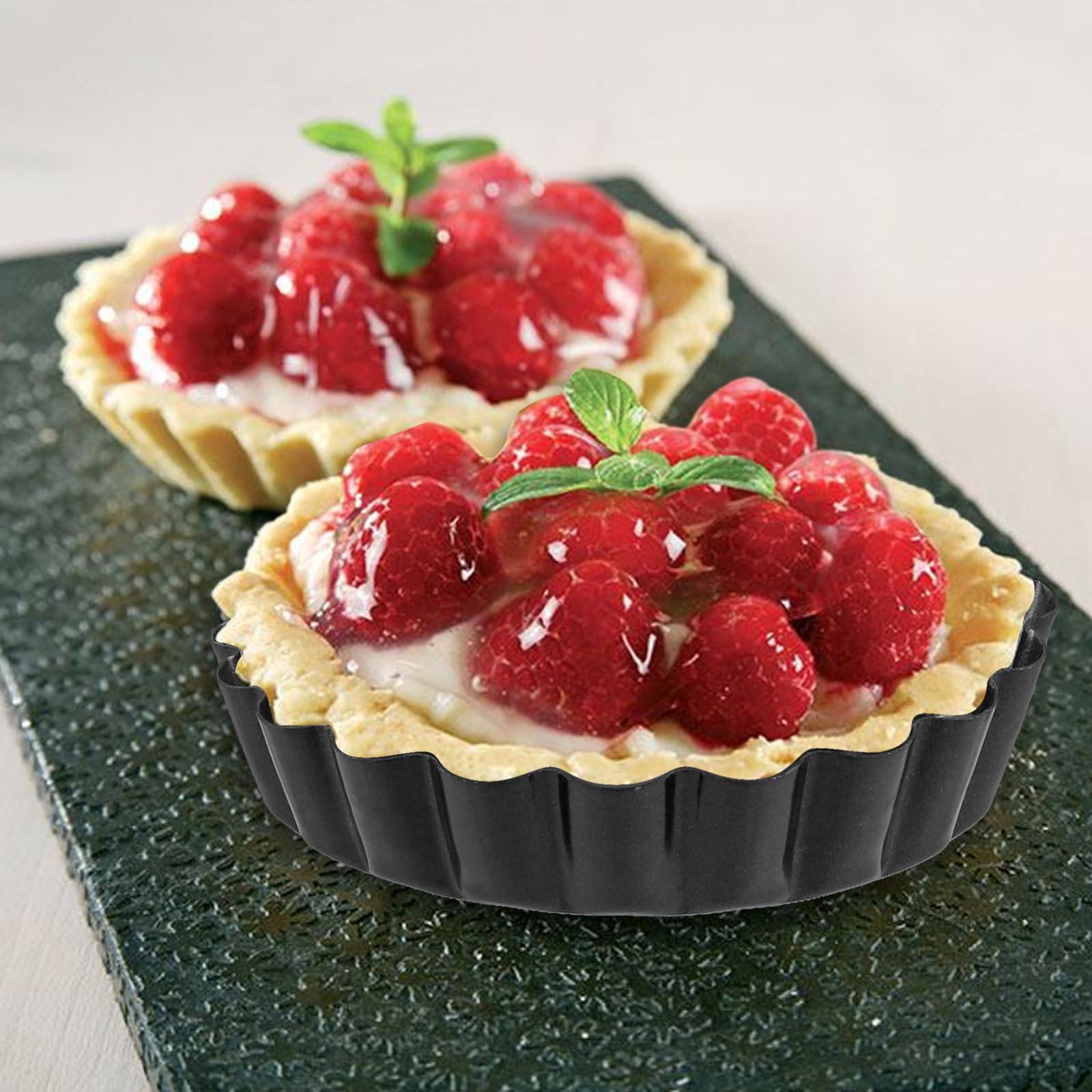 SOUJAP 20 teglie per quiche da 10 cm con base sciolta, mini teglia singola per crostata e flan da 10 cm per cottura