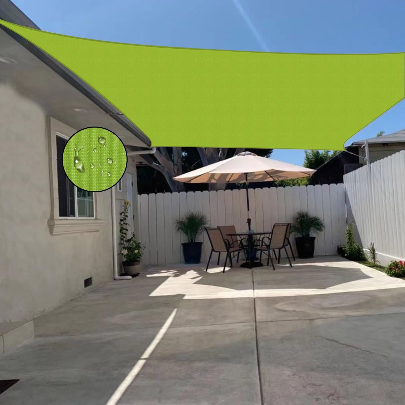 Voile d'ombrage contre la pluie et le soleil 2,4 x 3 m bâche anti-UV verte de terrasse