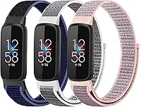 Vista 9 de Correas de nailon compatibles con correas Fitbit Luxe, correas deportivas de tela transpirable ajustable Solo Loop, pulsera de repuesto suave