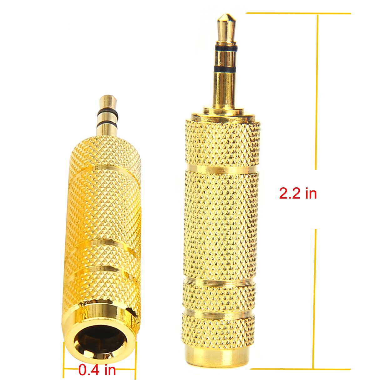 4.4 Stars 55 Reviews Devinal Professional 3.5mm 1/8 inch Plug to 6.35mm 1/4 inch Jack Gold Plated Audio Stereo Adapter Converter for Headphone, Audio Earphone, Microphone (2 Pack)