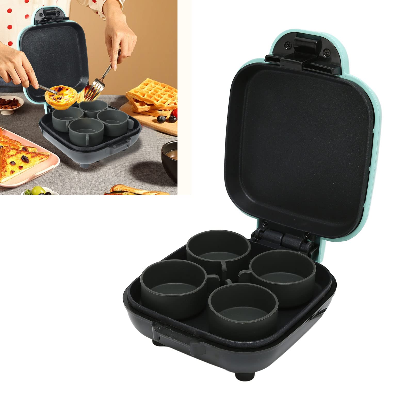 Egg Bite Maker Máquina de Tarta de Huevo Desayuno Máquina de Desayuno Bandejas con para el Hogar Máquina de Desayuno Azul 420W 5 para Cazadores Furtivos de Huevos (Enchufe UE
