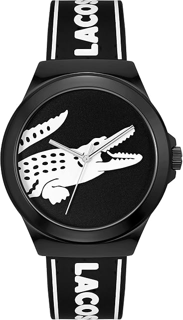 Lacoste Męski analogowy zegarek kwarcowy z silikonowym paskiem 2011185, Czarny, 2011185-AMZUK