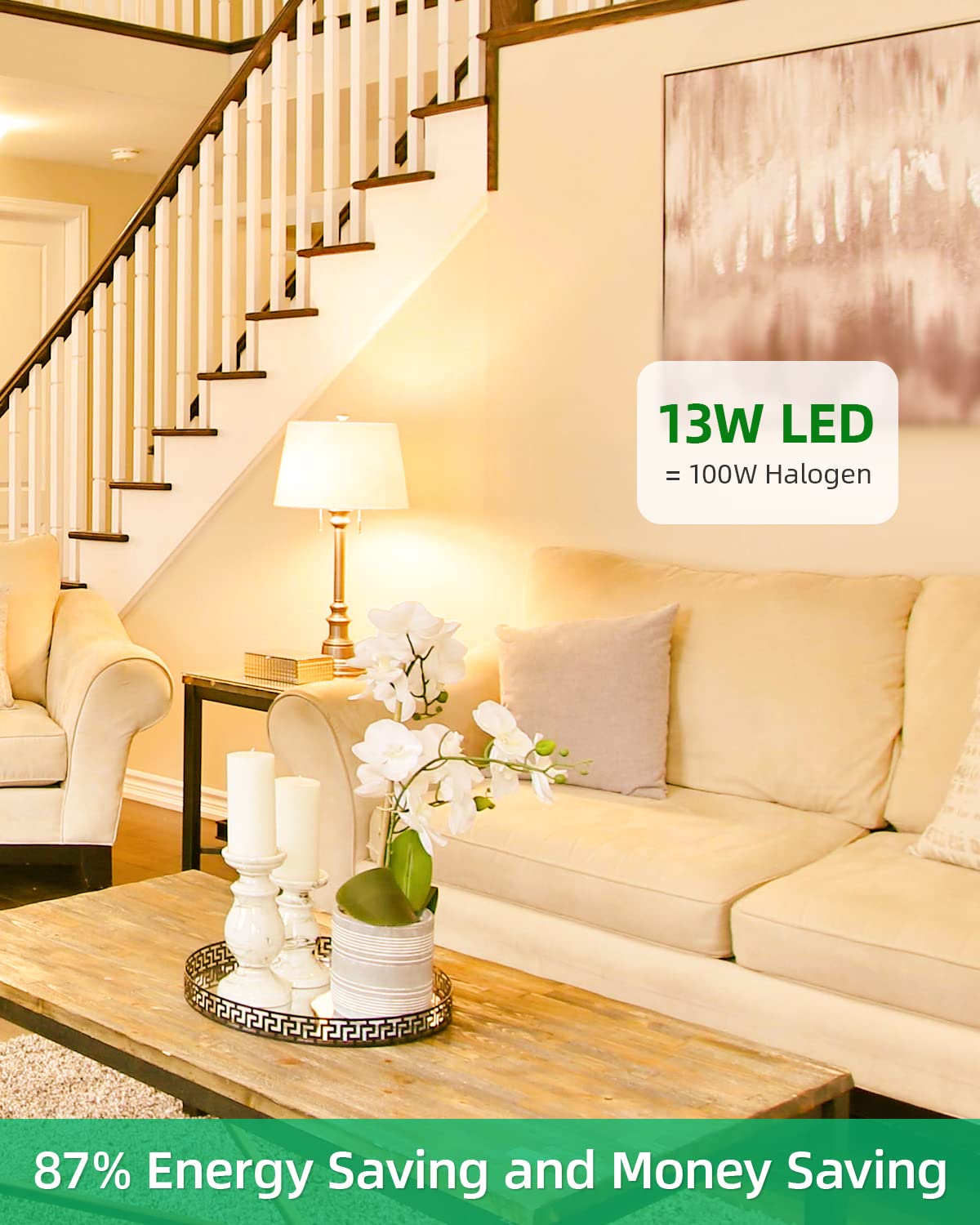 Bombillas led Bombilla LED E27 de 13 W, 1200 lúmenes, luz Blanca cálida, Equivalente a 3000 K, Bombilla incandescente Tornillo Ahorro energía GLS 100, Paquete 6