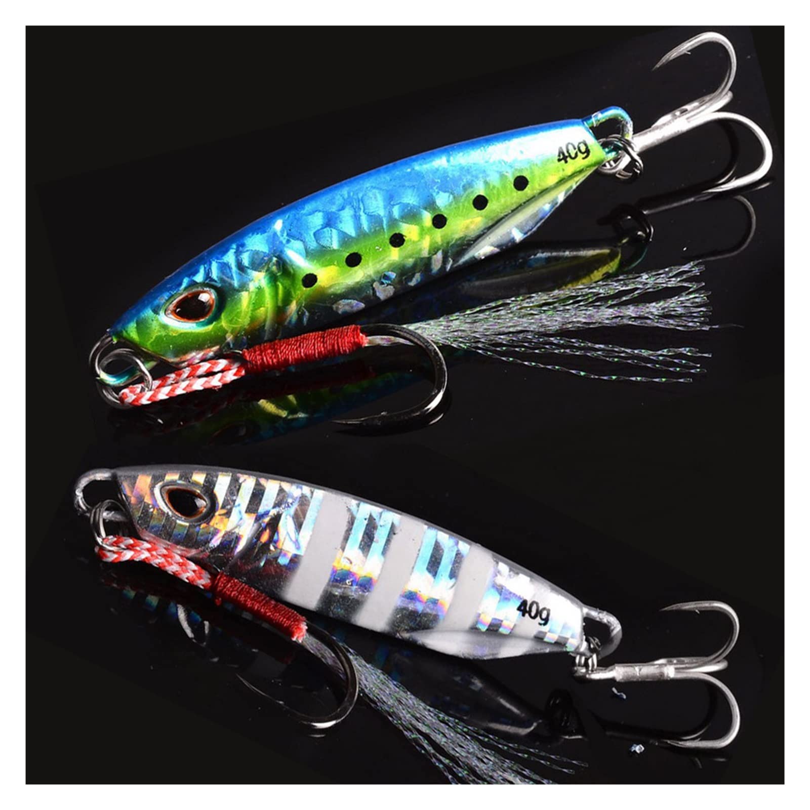 XILILHC 10 Uds. Señuelos de Pesca con Plantillas de Metal, cebos Artificiales Que se Hunden | Señuelo de mar con cebo duro, plantilla de 10g/15g/20g/30g/40g