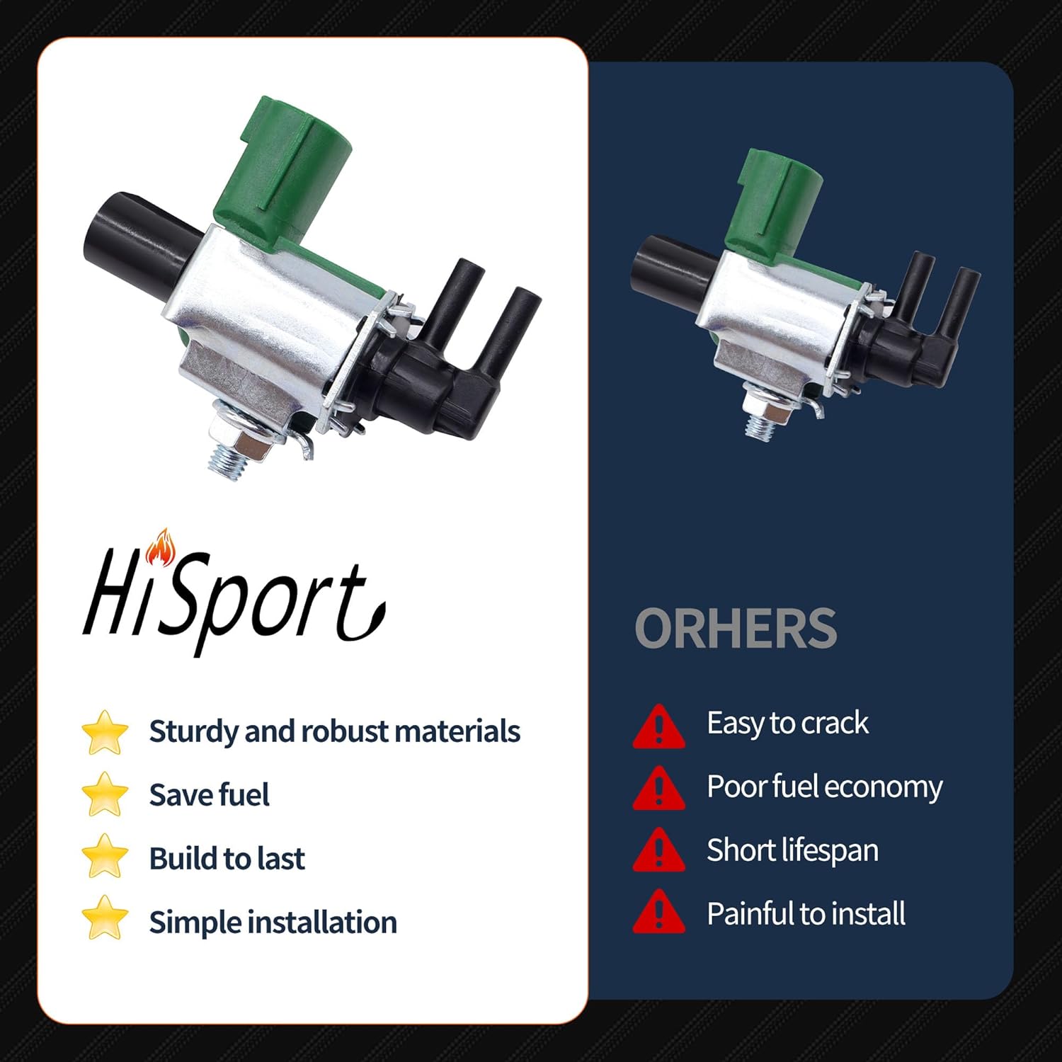 HiSport 14956-31U1A EGR Valve Control Solenoid Switch - Compatible with Nissan Xterra Altima Frontier Maxima Quest Sentra 200SX 240SX Infiniti I30 - Replaces K5T46597 K5T46581 K5T46586 K5T46588