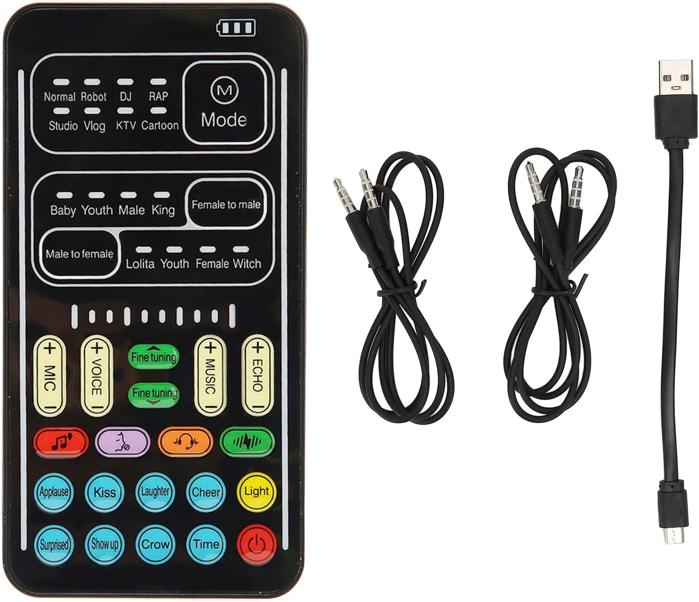 Bewinner PC Multifunctional Voice Changer, 8 Kinds Sound 450mah 5V Portable Sound Changer Mini Sound Card Plug and Play for Mobile Phone Computer Game Devices(I9 English Edition)