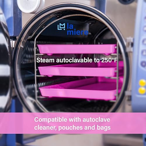 Miniatura 3 de Bandeja para procedimientos dentales autoclavable en autoclave con bloqueo, bandejas planas tamaño B (fresco), bandejas planas B-Lok para