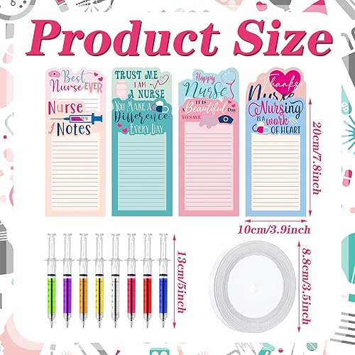 Miniatura 2 de Laumoi Kacctyen - 8 juegos de bloc de notas para enfermera, troquelado, con jeringa, bolígrafo con jeringa, bloc de notas con temática médica, bloc