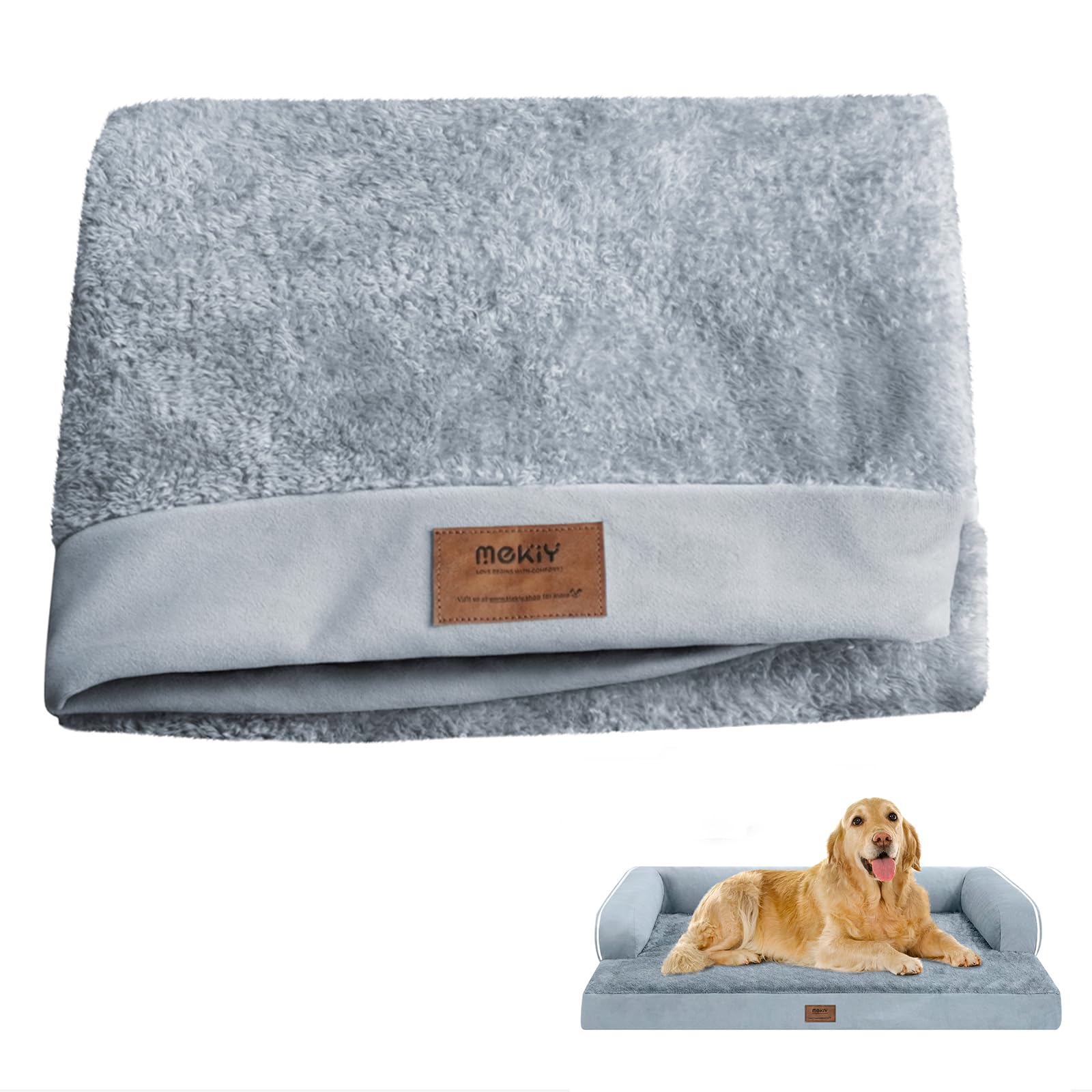 Housse lit de chien XL lavable pour matelas orthopédique gris