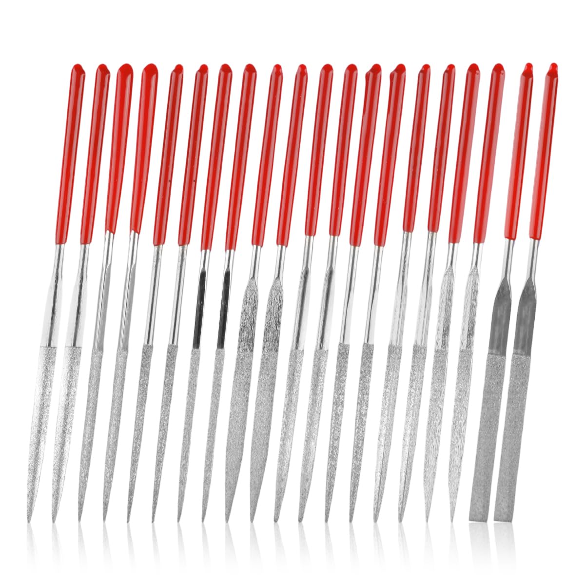 Lotsdonxia 20 Pcs Diamond Needle File Set - Miniature Hand Tools With Pvc Grip, Precision Modelling Files For Jewelry, Metal, Wood And Plastic