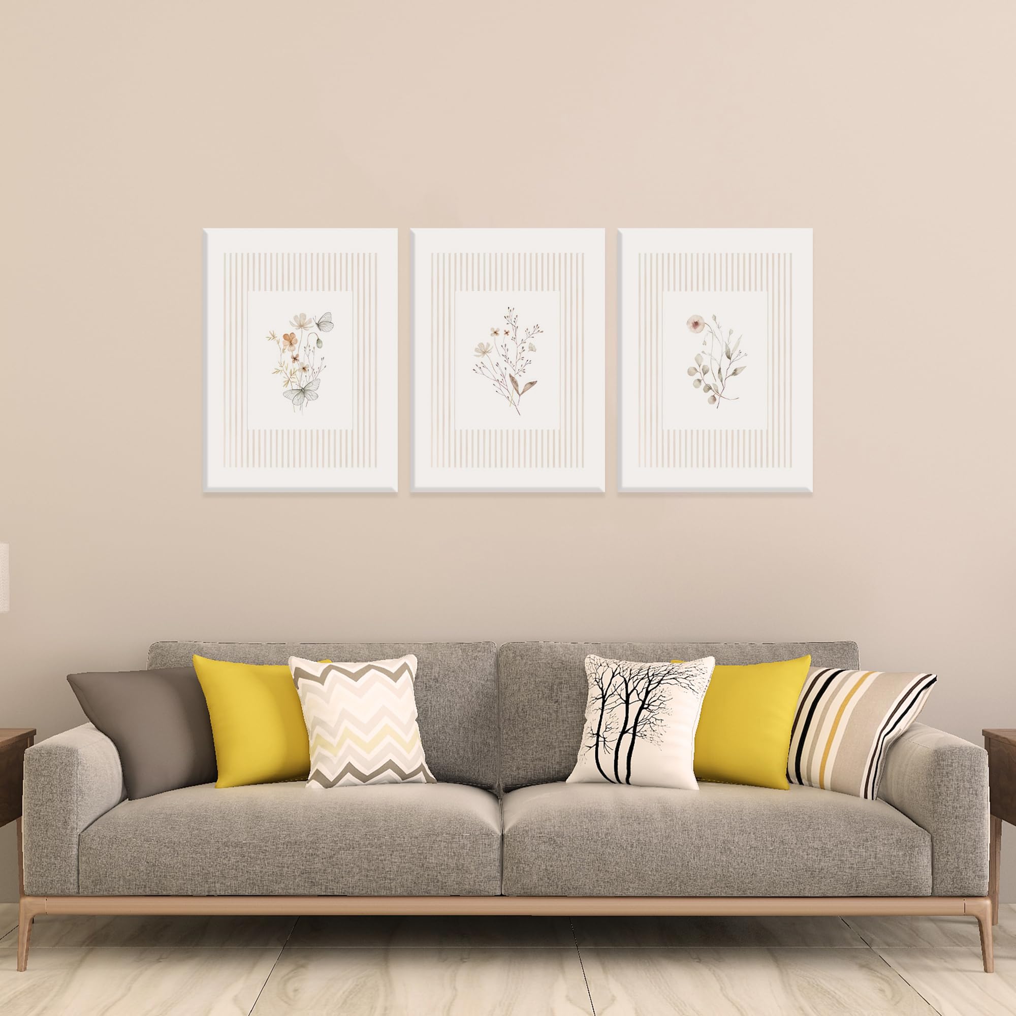 Amazon.com: 3Pcs Framed Neutral Wildflower Wall Art Wrapped Canvas