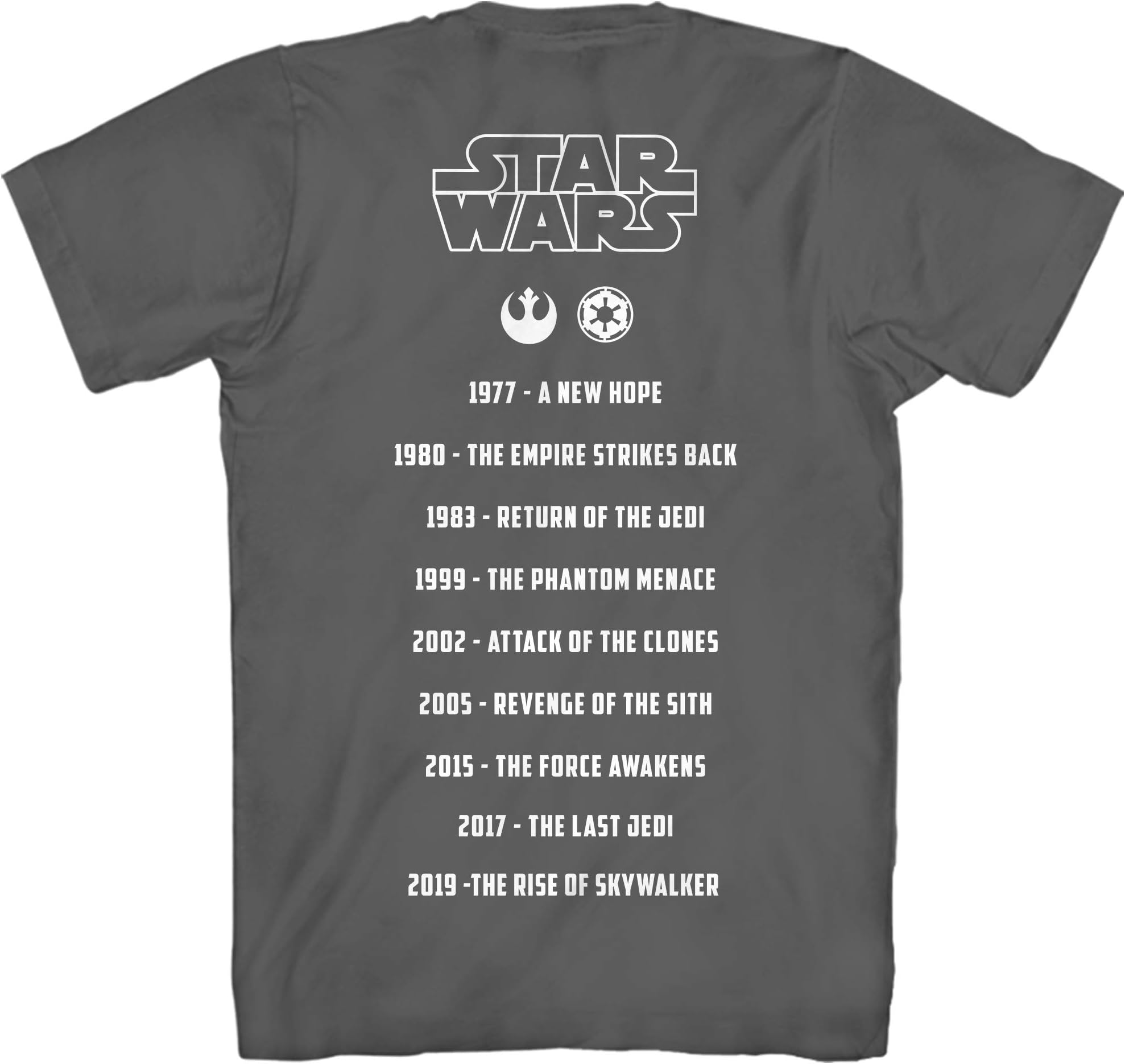 STAR WARS Rise of Skywalker Movie List Collection Dates Adult Men's Graphic T-Shirt