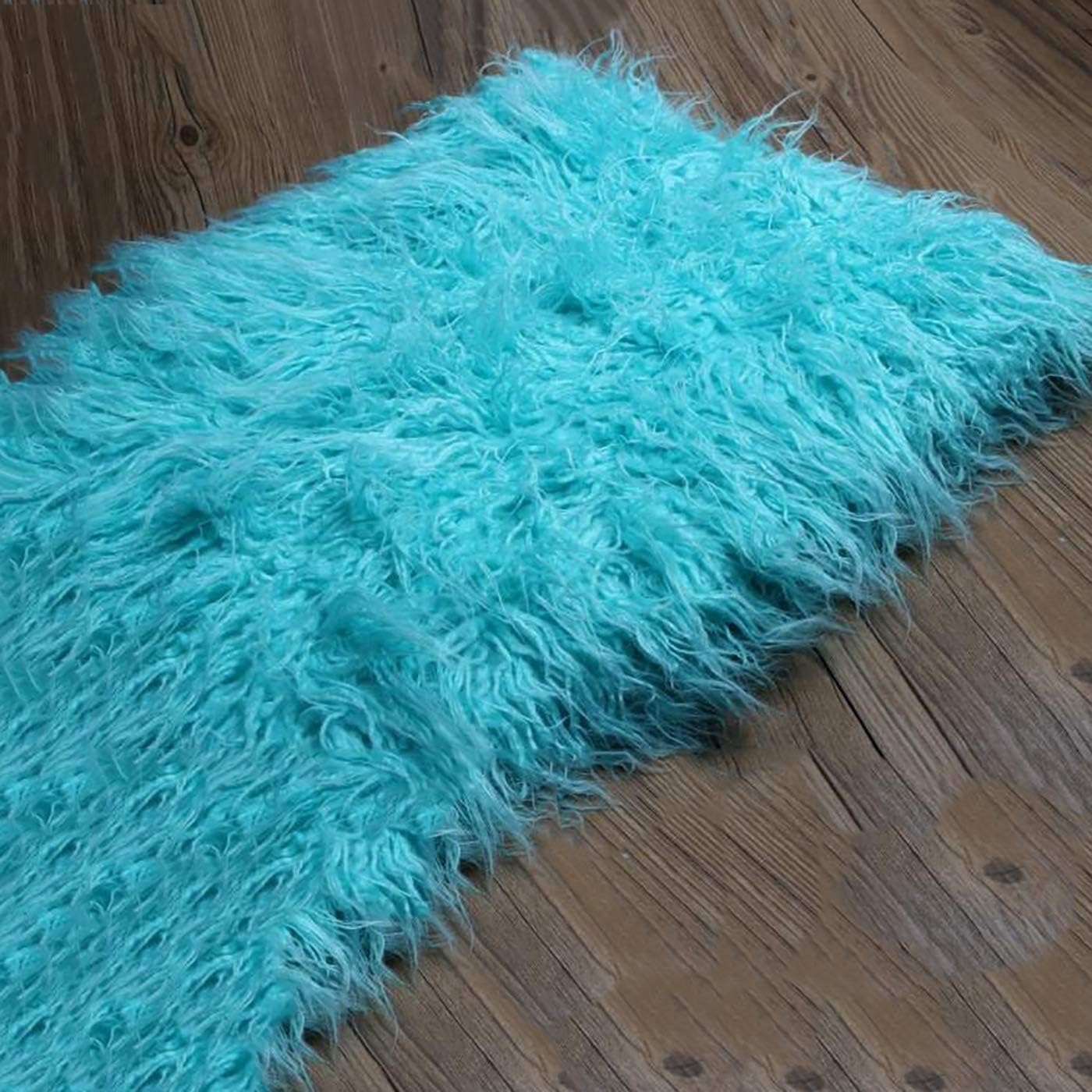 Materiał z długim włosiem ze sztucznego futra, Tkanina ze sztucznego futra. kręcona. Puszysta, przytulna tkanina futrzana(10 Blue)