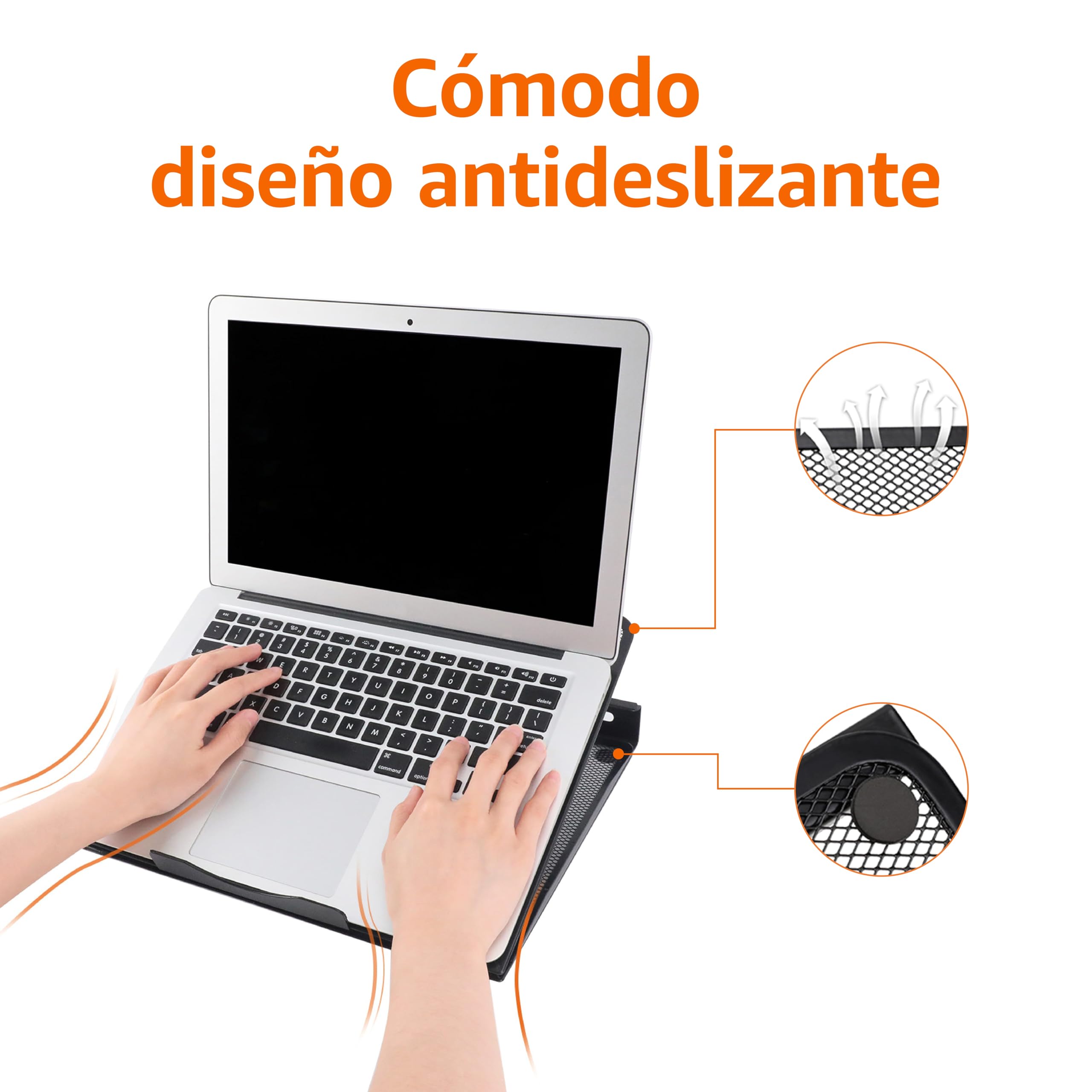 Amazon Basics Soporte de portátil ergonómico, ajustable y con ventilación, apto para portátiles de hasta 17,3 pulgadas, Negro, 33 x 28,7 x 18,5 cm — view 2