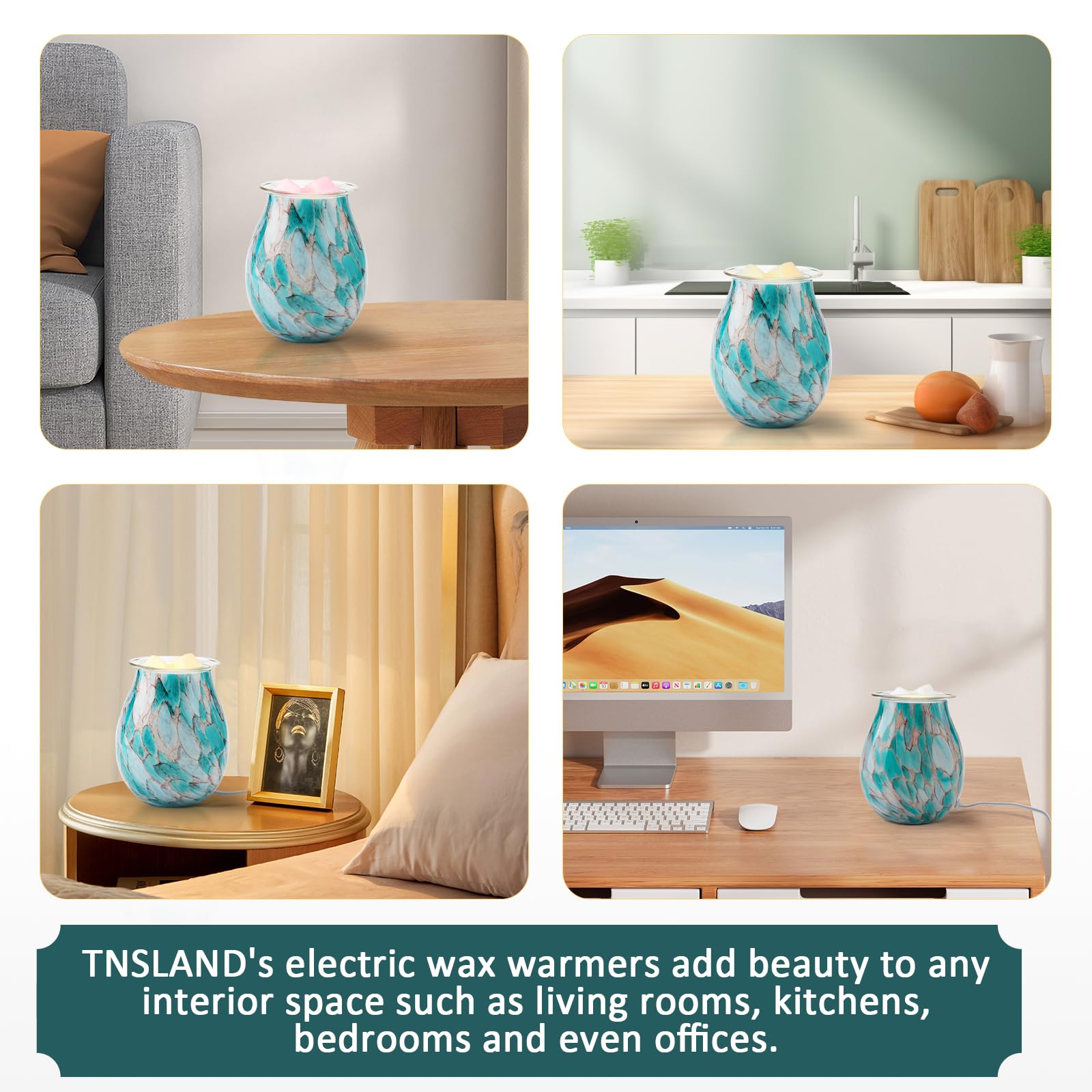 TNSLAND Quemador de cera Scentsy ahorro de energía eléctrica Tealight lámpara de aceite aromático para casa, oficina, dormitorio, regalos