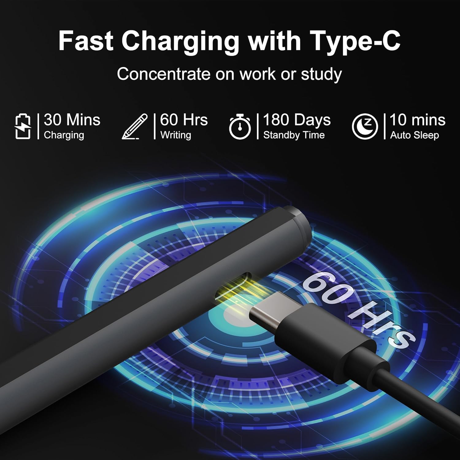 Microsoft Surface Pen for Surface Pro 11/10/9/8/7/7+/6/5/4/3/X/Surface 3,Surface Go/Surface Laptop/Studio/Book 4/3/2/1, Surface Pro Stylus Pen with Palm Rejection, 4096 Pressure, Magnetic, Rehargeable Microsoft Surface Pen(Black) image 5 of 7 B0DHD1V8K1