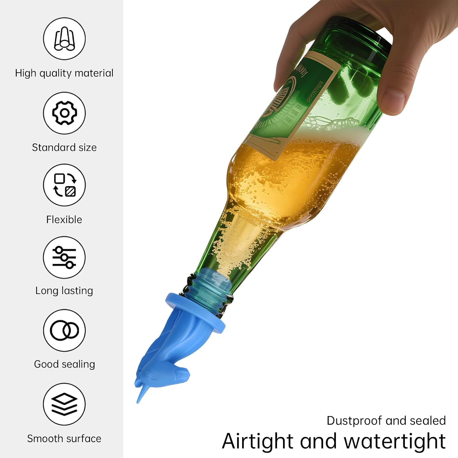 8 pcs Wine Stoppers, CNYMANY Reusable Silicone Animal Beverage Bottle Sealer Replacement with Grip Top for Cork to Keep the Wine Fresh - Dark Blue image 3