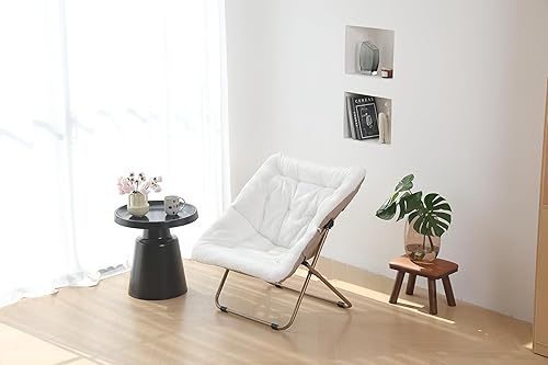 Miniatura 78 de Comfy - Silla de dormitorio plegable de gran tamaño con piel sintética suave, marco de metal, para dormitorio, sala de estar, balcón, patio,